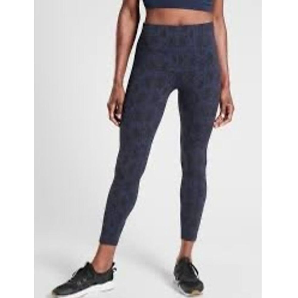 Athleta Ultimate Stash Pocket 7/8 Tight Blue Snakeskin Print High Rise Size S